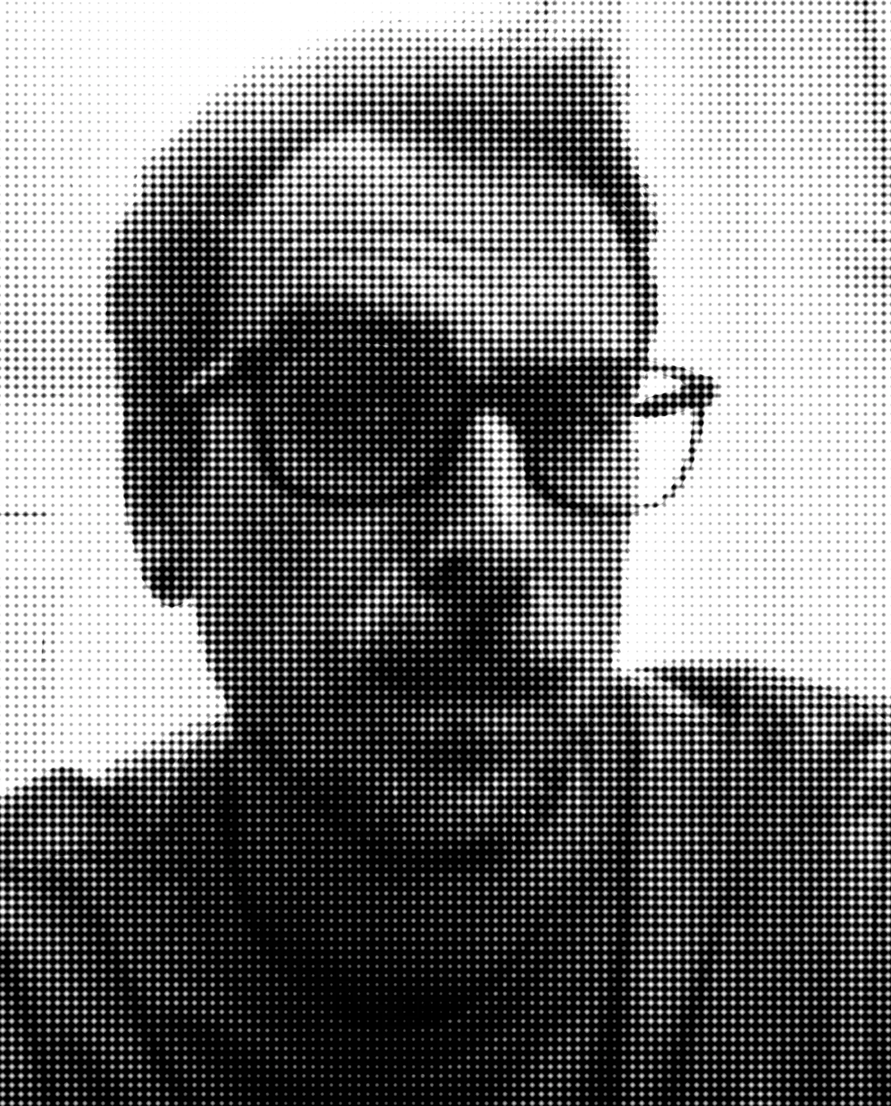 Gerastertes Halbtonportrait von Alessandro Atlantico im Profil
